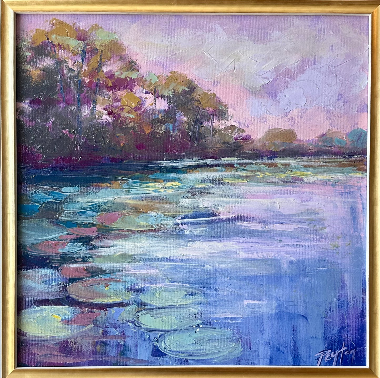 Pink Sky Lily Pads Size 21 x 21