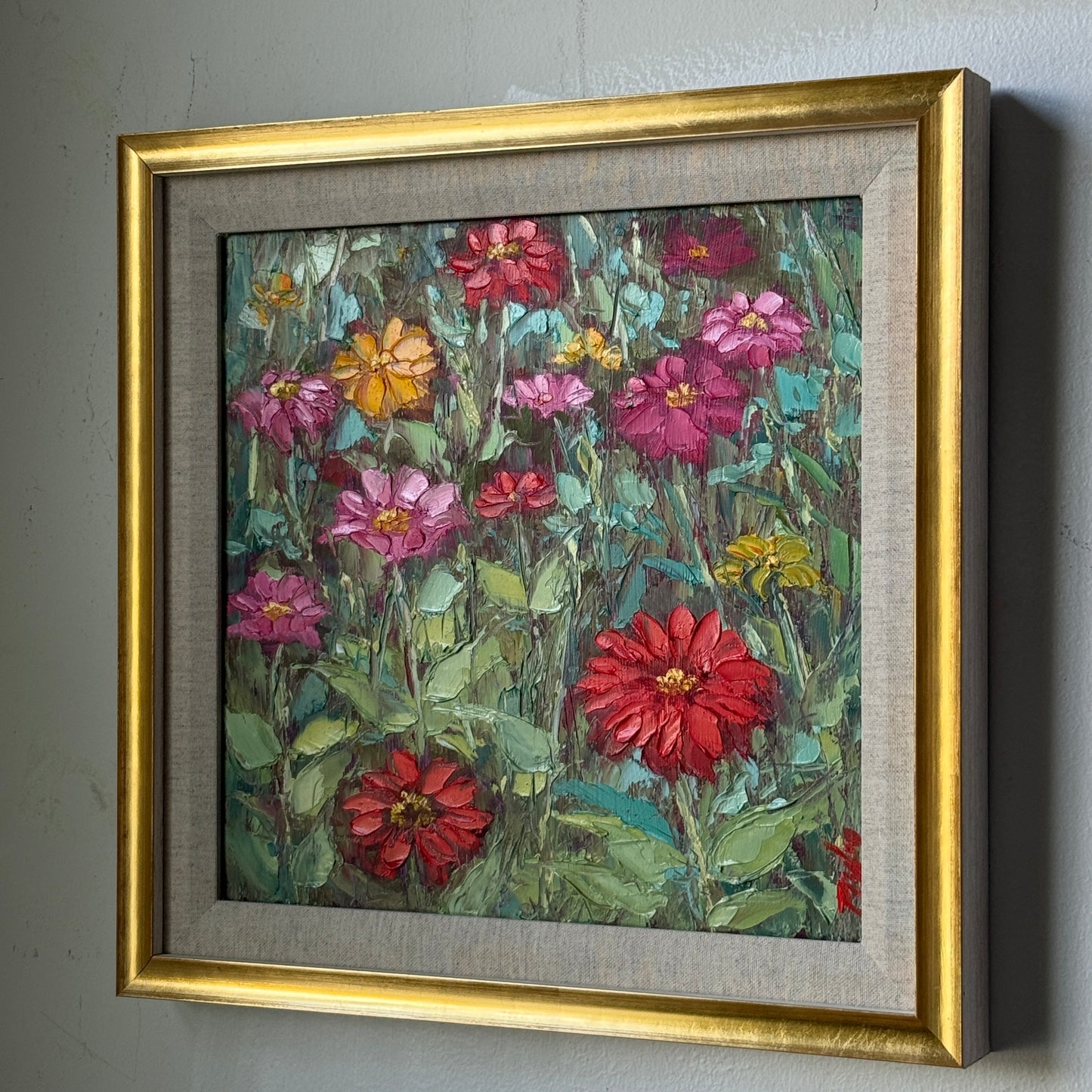 End of Season Zinnias, Size 17 x 17